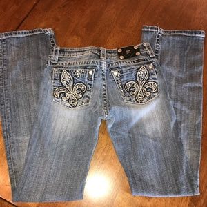 Miss Me Girls Fleur De Lis Boot Cut Jeans Embellis